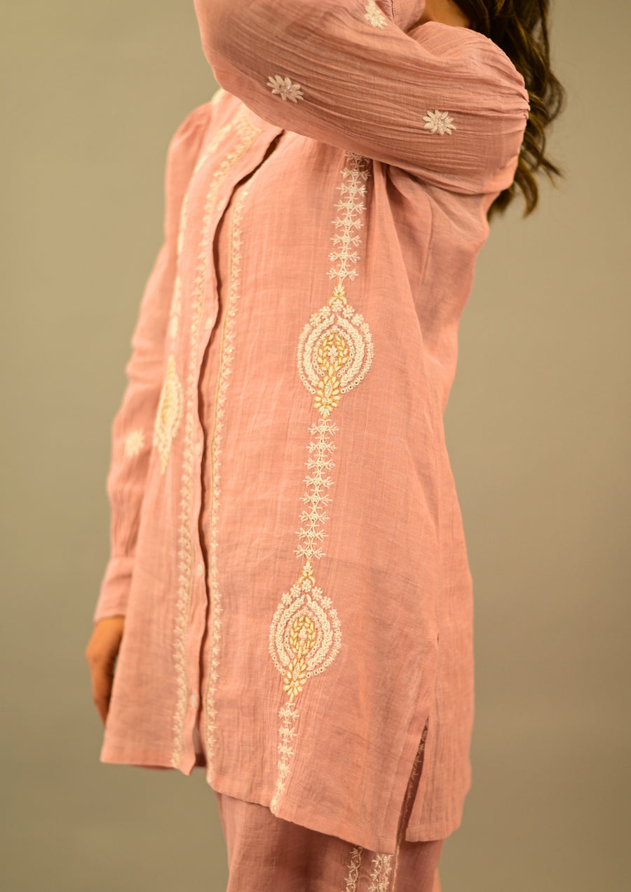 Rose pink Tissue Chanderi Co-ord Set