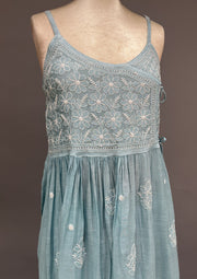 Muslin Chikankari Co-ord Set - Baby Blue
