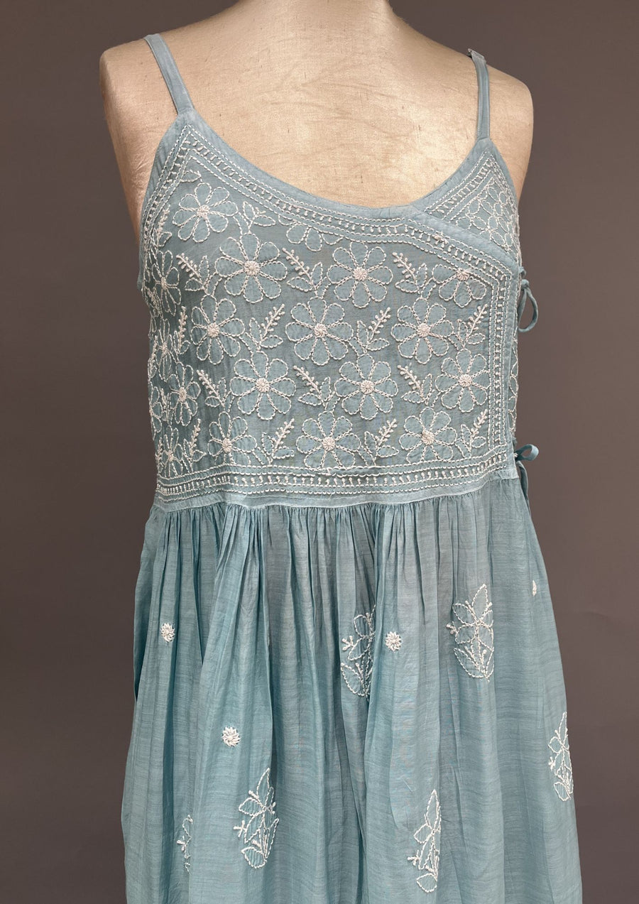 Muslin Chikankari Co-ord Set - Baby Blue