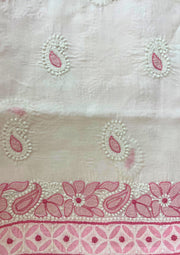 Cotton Chikankari Unstitched Suit - Shades of pink