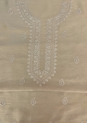 Chanderi Chikankari Unstitched Mens Kurta - Beige