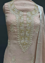 Tissue Chikankari Unstitch 2pc Suit - Blush Pink