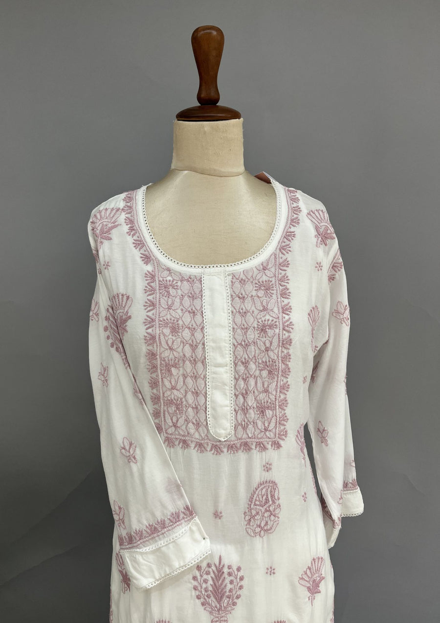 Muslin Chikankari Co-ord Set - White