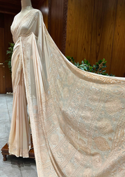Chikankari Viscose saree - Beige