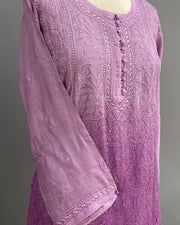 Muslin Chikankari Short Kurti - Mauve