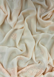 Chikankari Vescose Unstitched Suit - Peach