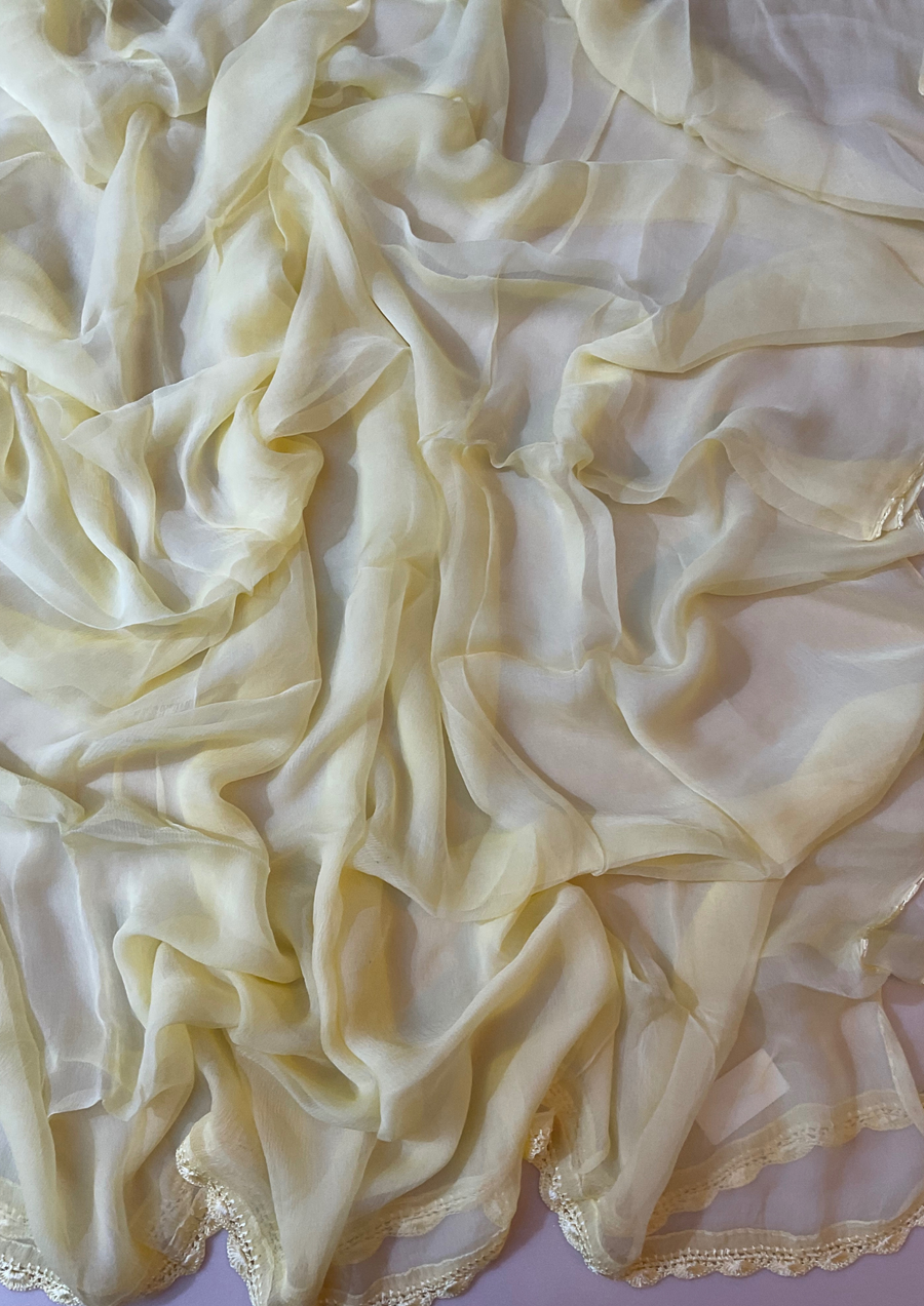 Cotton Chikankari Unstitched Suit - Lime Yellow