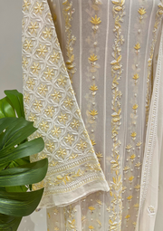 Pure Georgette Semistitched Chikankari Anarkali - White