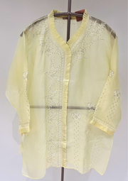 Chikankari Organza Shirt - Butter Yellow