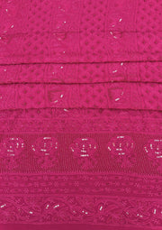Georgette Unstitched Chikankari Kurta & Dupatta -  Magenta Pink
