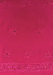 Georgette Unstitched Chikankari Kurta & Dupatta -  Magenta Pink