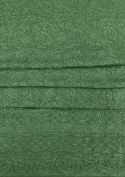Georgette Unstitched Chikankari Kurta & Dupatta - Forest Green