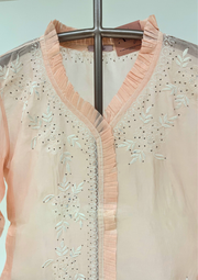 Chikankari Organza Shirt - Peach