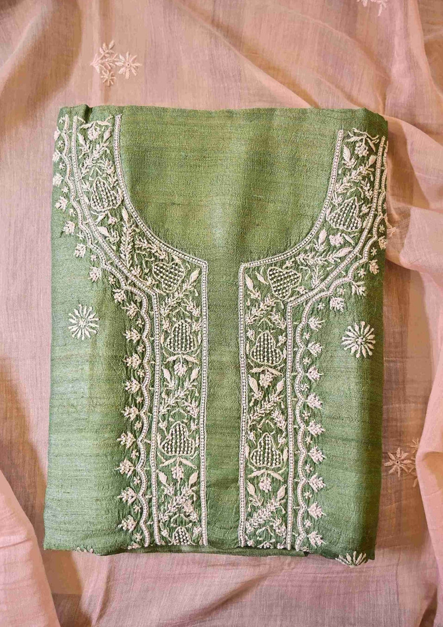 Chanderi Chikankari Men's Kurta Material - SC071819