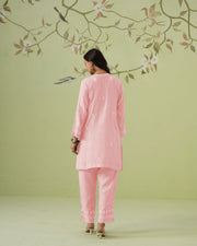 Muslin Chikankari Co-ord Set - Pink Cosmos