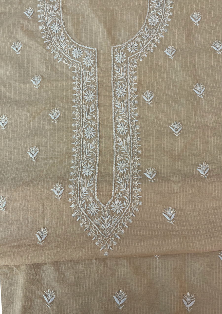 Mhaheshwari Chanderi chikankari mens Kurt - IVORY