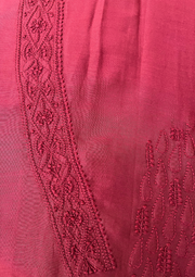 Chanderi Chikankari Unstitch Mens Kurta - Red