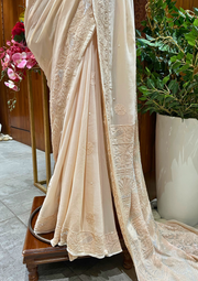 Chikankari Viscose saree - Beige