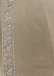 Chanderi Chikankari Unstitched Mens Kurta - Beige