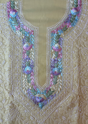 Cotton Chikankari Unstitched Suit - Lime Yellow