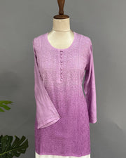 Muslin Chikankari Short Kurti - Mauve