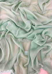 Cotton Chikankari Unstitched Suit - Sea Green