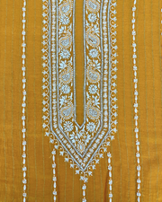 Mul Chanderi Chikankari Unstitched Mens Kurta - Mango Yellow