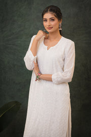 Georgette Long Kurti -  Ice Blue