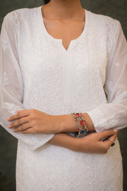 Georgette Long Kurti -  Ice Blue