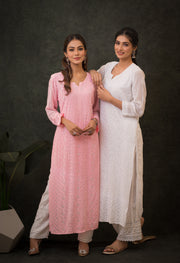 Georgette Long Kurti -  Ice Blue