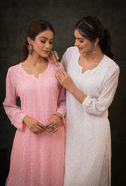 Georgette Long Kurti -  Ice Blue