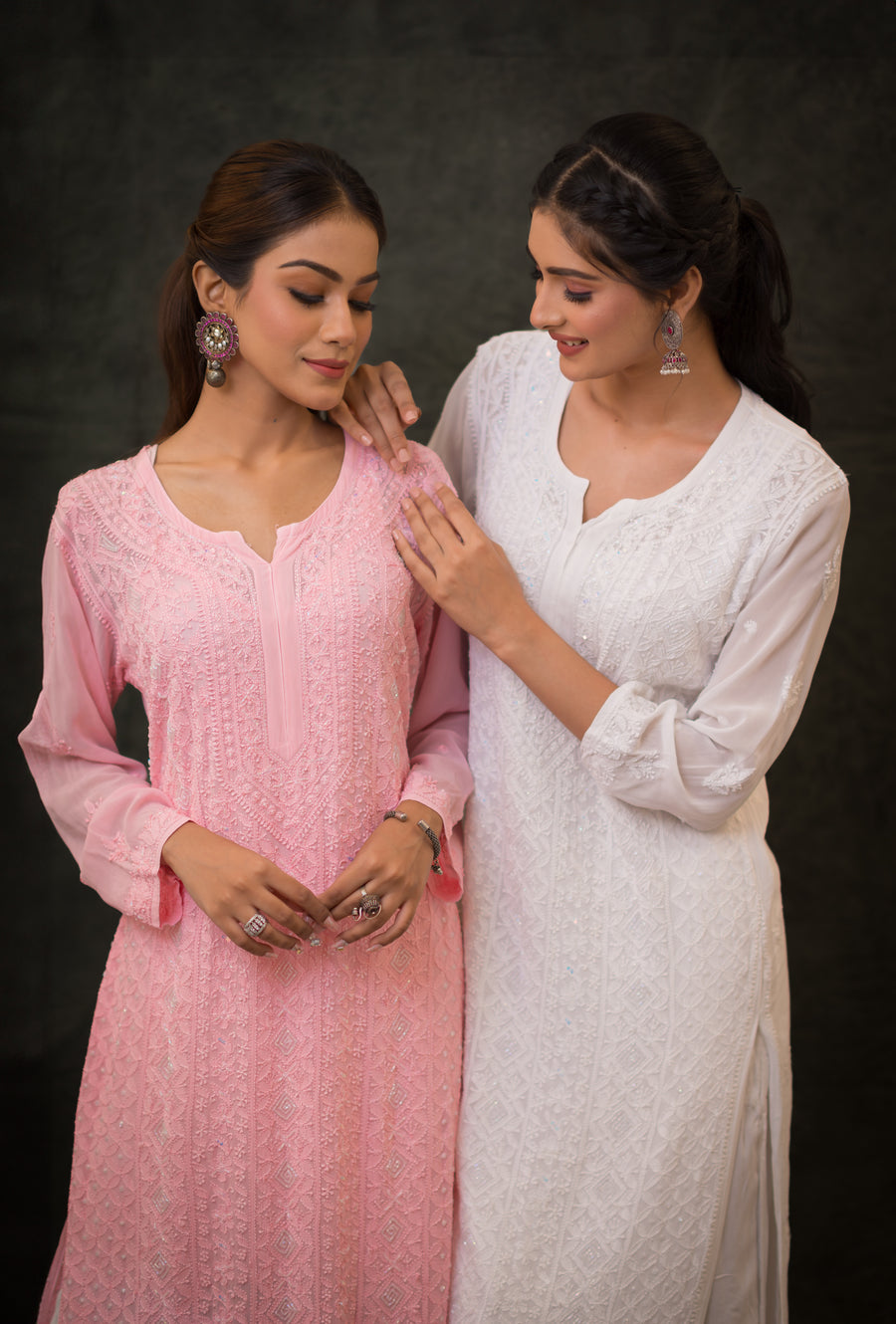 Georgette Long Kurti -  Ice Blue