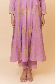 Chikankari Tissue Angrakha Set - Dahlia Purple