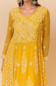 Chikankari Tissue Angrakha Set - Sunshine Yellow