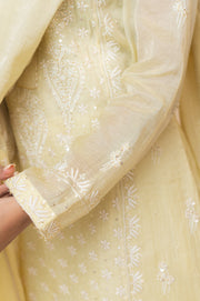 Chikankari Tissue Straight Suit Set - Butter Yellow