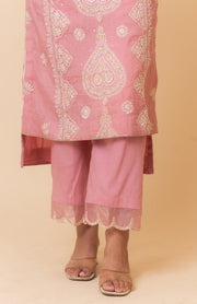 Chikankari Straight Tissue Suit Set - Petal Pink