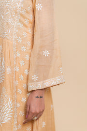 Chikankari A-Line Tissue Suit Set - Peach Pearl