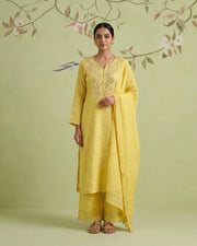 Tissue Chikankari Muqaish Suit Set - Sunflower Yellow