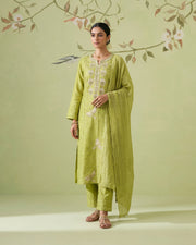 Tissue Chikankari Stitch 3pc Suit - Avocado Green
