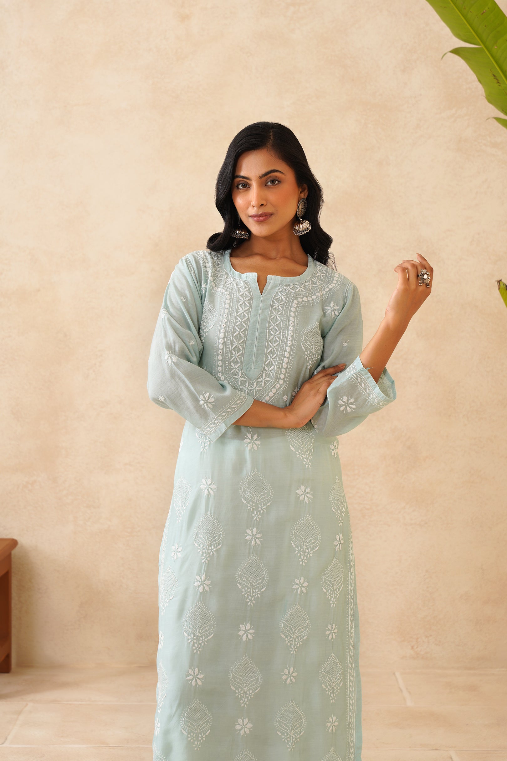 Muslin Long Kurti - Mint Green