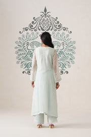 Chikankari Organza 3pc Suit - Mint Frost