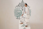 Chikankari Mul Chanderi 3pc Suit - White and Black