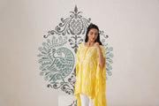 Modal Chikankari Kaftan - sunshine yellow