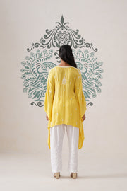 Modal Chikankari Kaftan - sunshine yellow