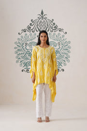 Modal Chikankari Kaftan - sunshine yellow