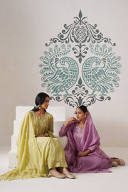 Chikankari Mul Chanderi 3pc Suit - Opera Mauve
