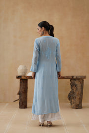 Georgette Long Kurti -  Ice Blue