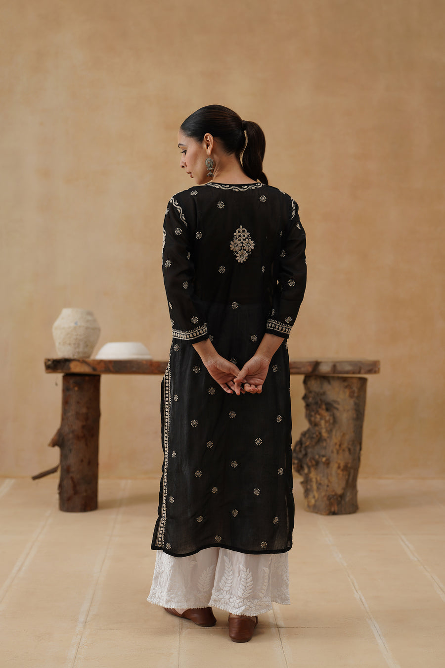 Cotton Long Kurti - Black