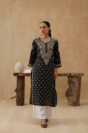 Cotton Long Kurti - Black