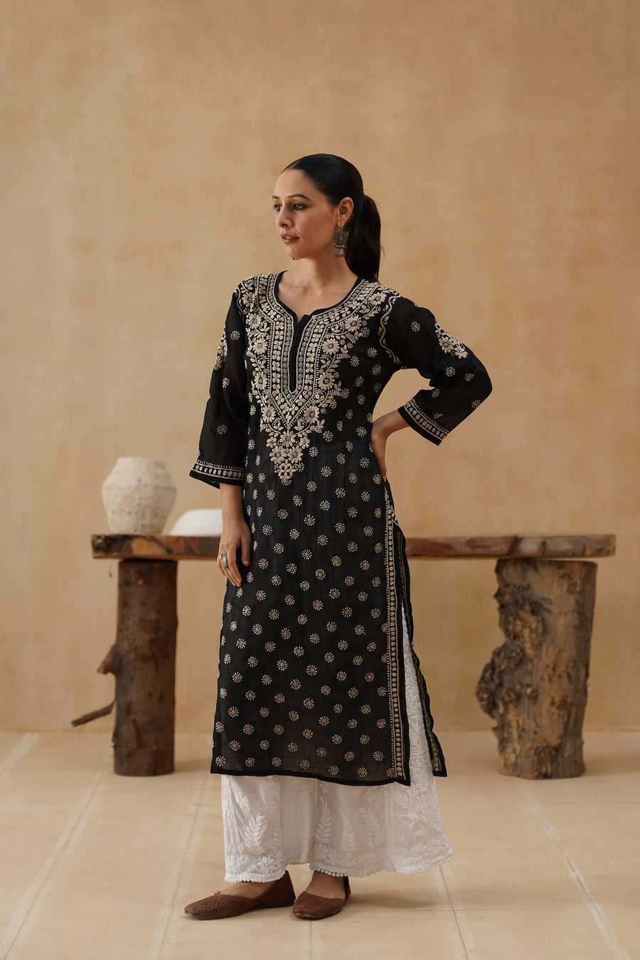 Cotton Long Kurti - Black